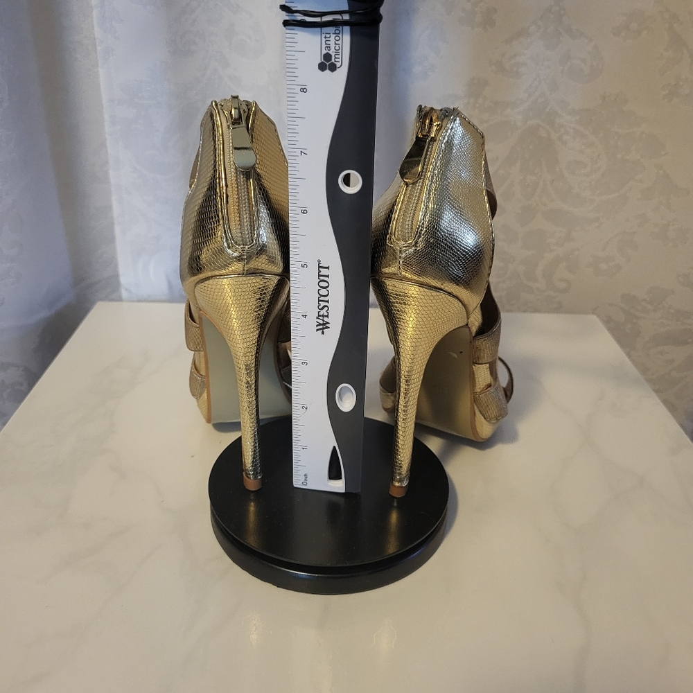 Lauren Lorraine Stiletto Evening Women High Heels Shoes, Size 8, Gold, Party - Picture 12 of 15